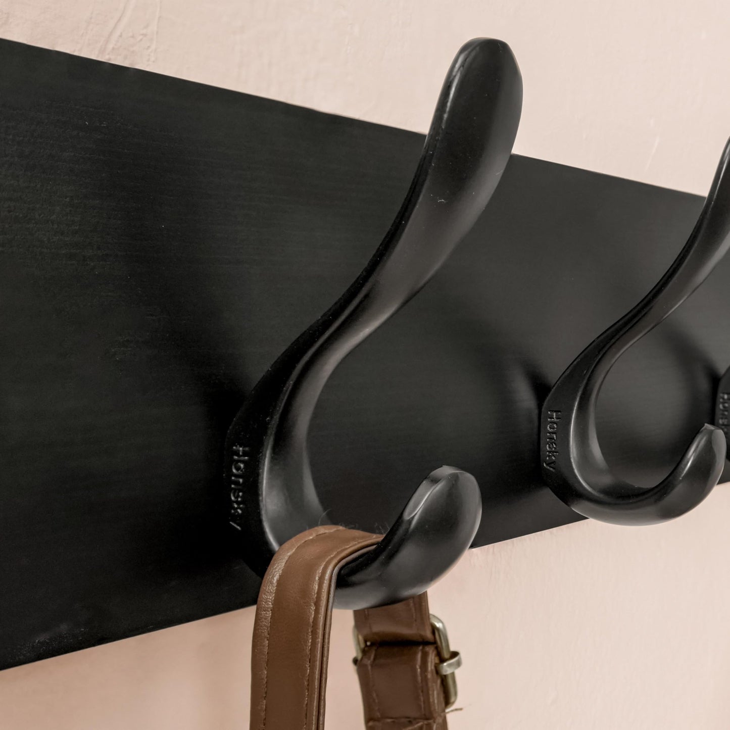 HONSKY Wooden Coat Rack Wall Mounted with 4 Double Hooks,Wall Mounted Clothes Rack Organizer for Jackets/Hats/Scarves