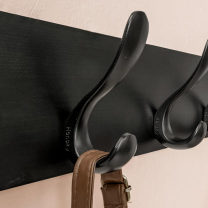 HONSKY Wooden Coat Rack Wall Mounted with 4 Double Hooks,Wall Mounted Clothes Rack Organizer for Jackets/Hats/Scarves