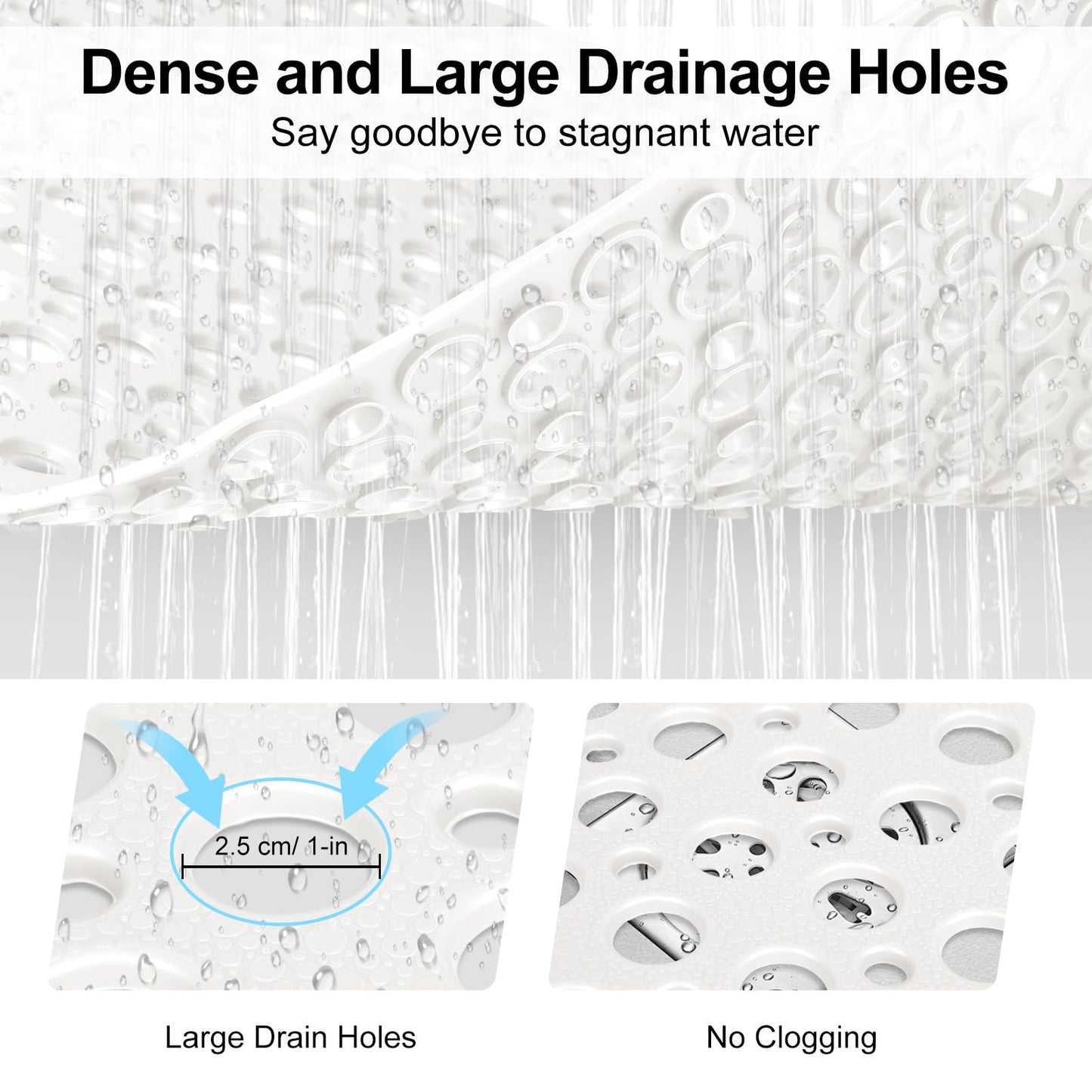 Shower Mat Non Slip Anti Mould: 60 x 90 cm Large Shower Mat for Inside Walk-in Shower Tray - Soft TPE Anti Slip Shower Mat for Bathroom Wet Floor