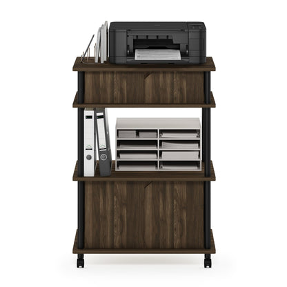 Furinno TURN-N-TUBE Printer Stand with Storage, 4-Tier Printer Stand with Wheels, Large Printer Stand, for CPU, Office Supplies, Home Office