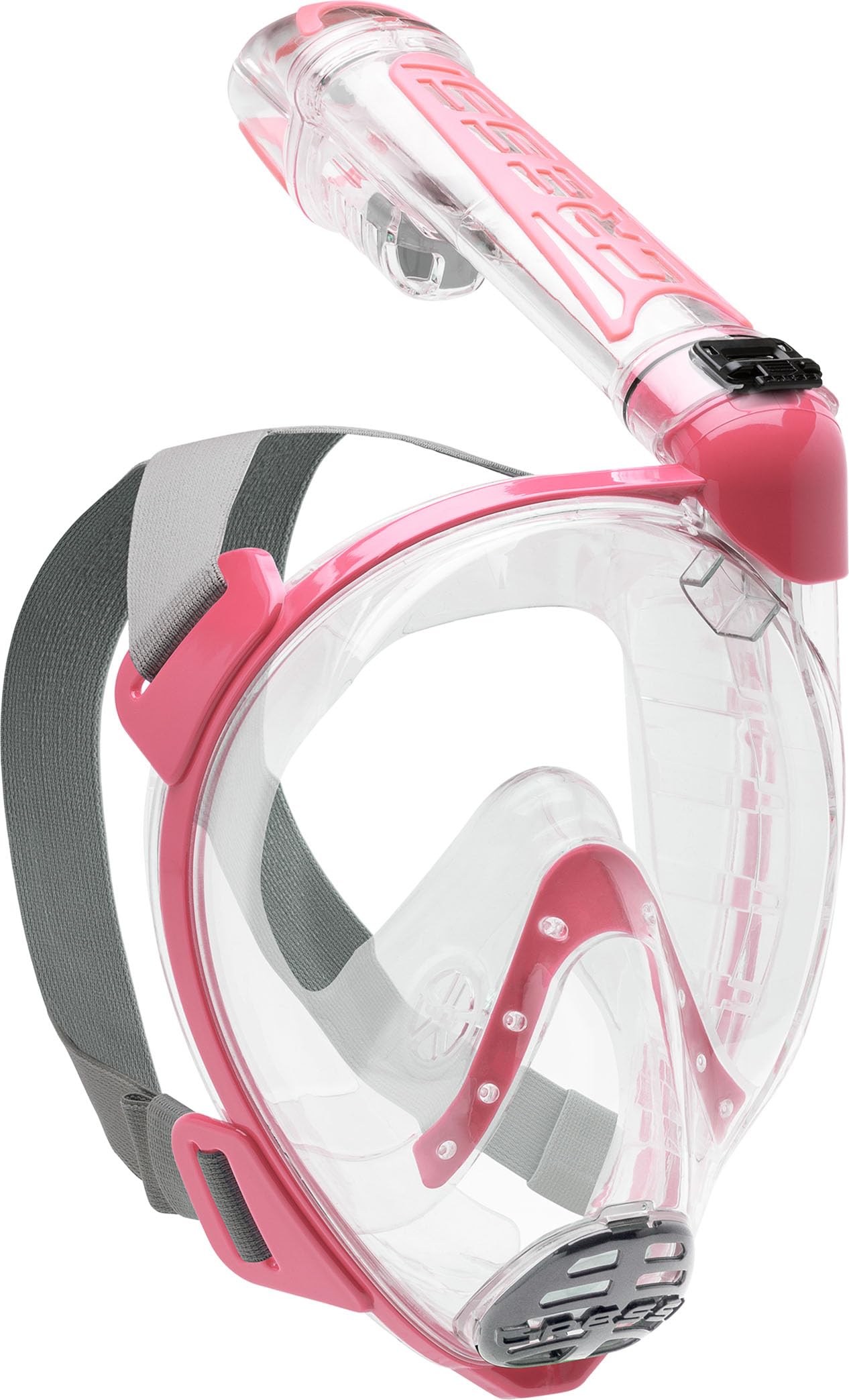 Cressi Duke Full Face Snorkel Dry Mask - Available in Standard Version or with Action Cam Holder, Adult Unisex,Clear/Pink,S/M
