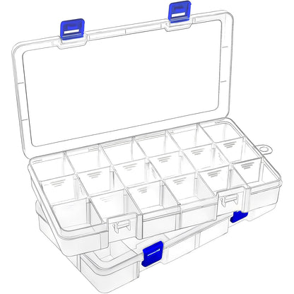 Mgood Storage Box with Adjustable Dividers, 18 Compartments, White
