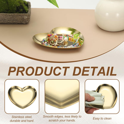 sourcing map Heart Shape Serving Trays, 3.54" Stainless Steel Decorative Jewelry Dish