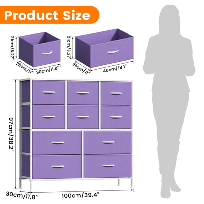 GoaHi Chest of Drawers, Large Dressers with Metal Frame and MDF Wooden Top Board, Adjustable Feet, Anti-Tip Safety