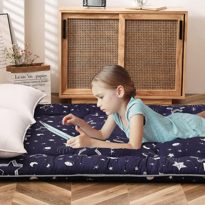 MAXYOYO Japanese Floor Mattress Futon Mattress, Thicken Tatami Mat Sleeping Pad Foldable Roll Up Mattress Dormitory Mattress Pad Floor Lounger Pillow