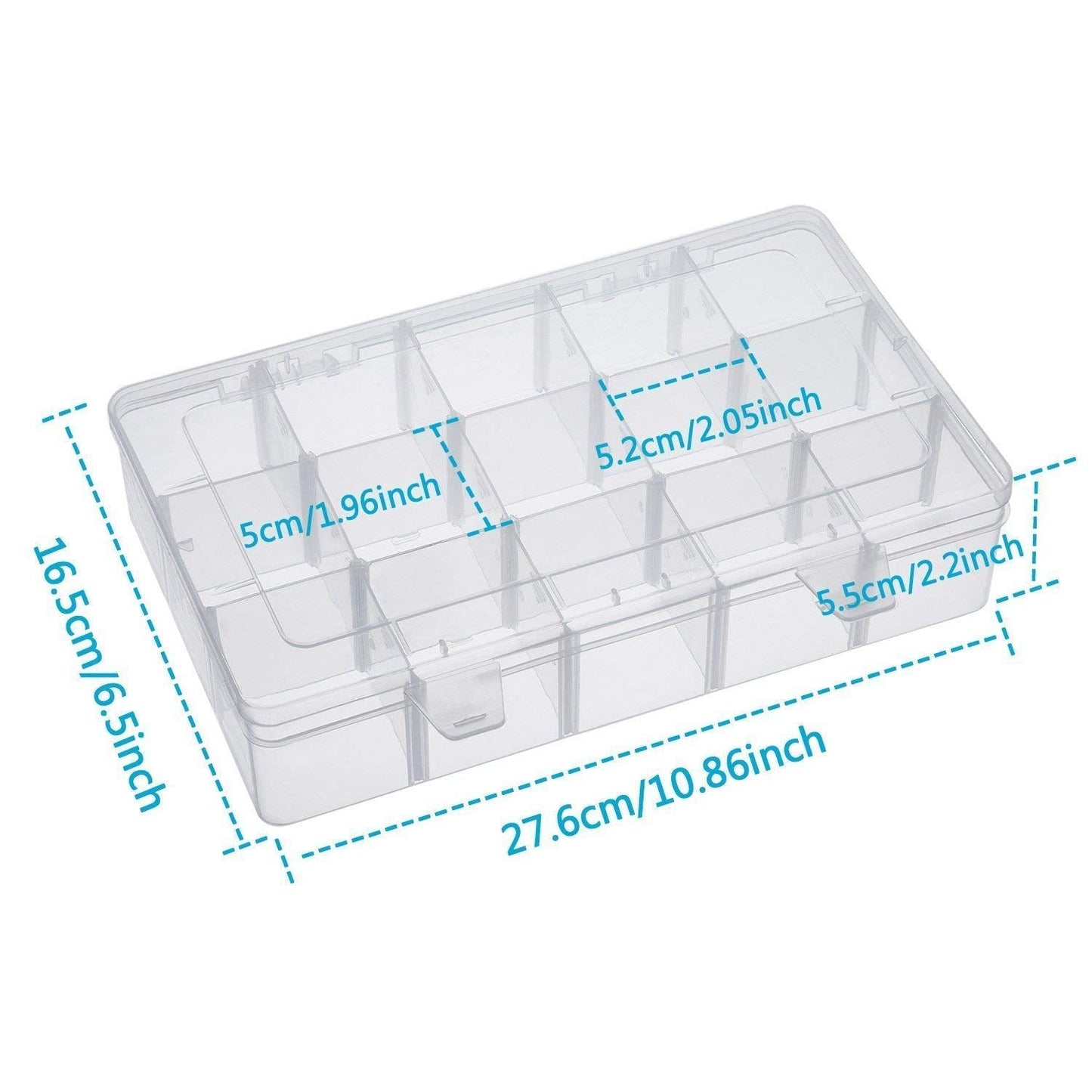 easybuy 15-Compartment Crafts Storage Box, Clear Adjustable Jewelry Bead Organizer Box Storage Container Case
