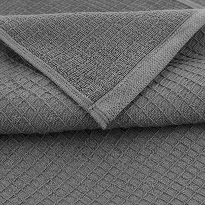 CASA COPENHAGEN Waffle 4-piece bath towel set – Grey-violet, 70x140 cm, Egyptian cotton, designed in Denmark, for bathroom, kitchen & shower