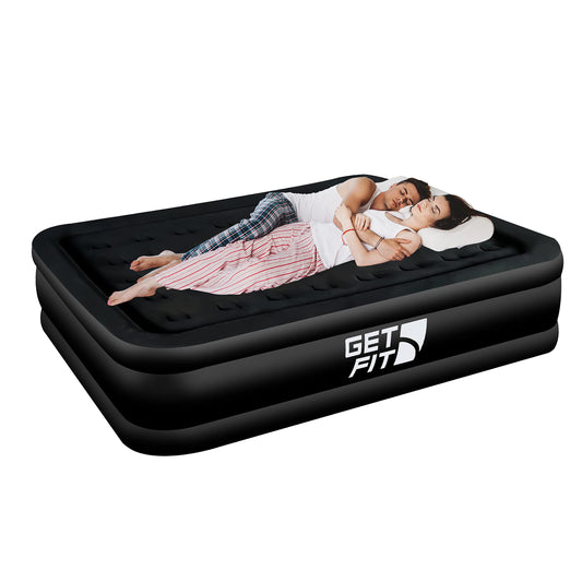 Get Fit Air Bed with Built In Electric Pump - Premium King Size - Blow Up Bed with 2 x Free Pillows - Elevated Inflatable Air Mattress for Outdoor,