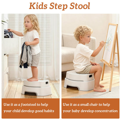 Coxyzoxy 2-in-1 Toilet Stool Squat Adult and Kids Step Stool, Anti-slip Double Toilet Step for Bathroom