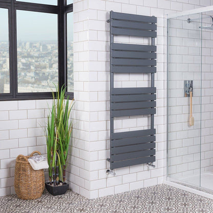 Warmehaus Flat Panel Heated Towel Rail Radiator Anthracite 1600x600mm Grey