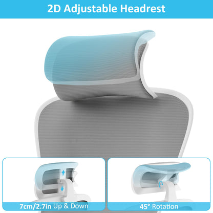 Feonase Ergonomic Office Chair with Adjustable Headrest and Lumbar Support, Mesh Back, Flip-up Armrests and Rocking Function