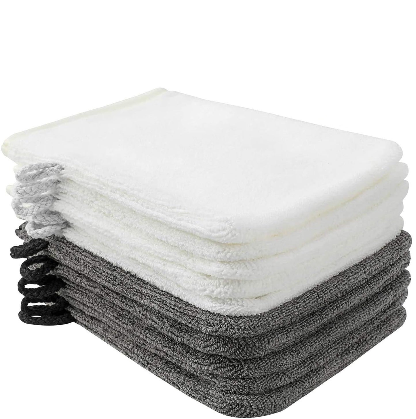 PHOGARY Microfibre Body Wash Mitts Set (10pcs) Flannels Soft Shower Face Mitts, Bath SPA Cloth, Reusable Makeup Remover Mitt Gloves, 15x21 cm