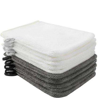 PHOGARY Microfibre Body Wash Mitts Set (10pcs) Flannels Soft Shower Face Mitts, Bath SPA Cloth, Reusable Makeup Remover Mitt Gloves, 15x21 cm