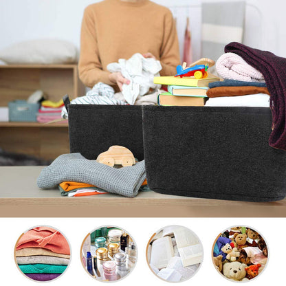 Discoball Large Felt Storage Basket Open Fabric Bins Foldable Organizer Box with Handles for Closet, Clothing, Toys, Books, Office Products