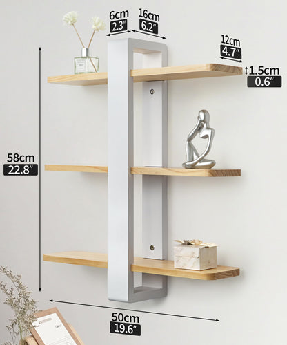 SUMGAR Floating Shelves White for Wall Mounted Shelving Unit All Pine Wood 50CM 3 Tier Large Shelf for Bedroom Living Room Office Bathroom Home