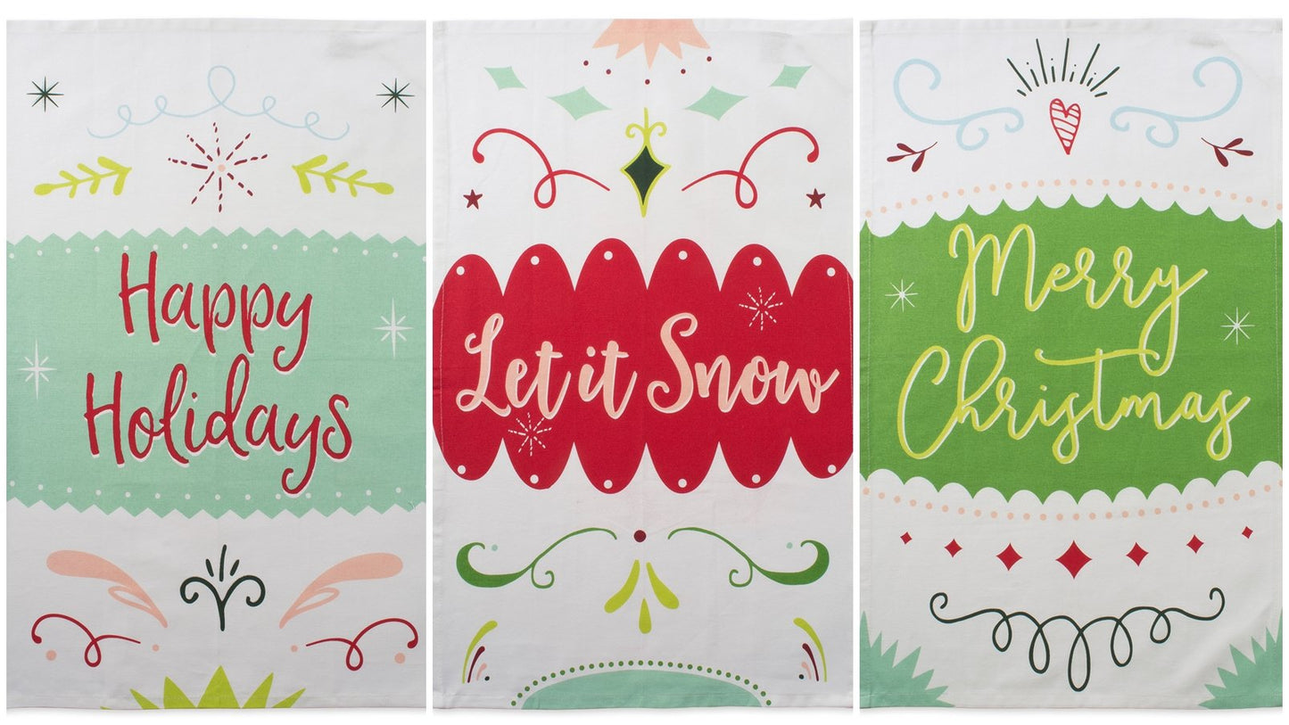 DII Holiday Kitchen Towel Set, Christmas Tea Towels for Baking, Cooking & Entertaining 18x28, Winter Wishes, 3 Piece