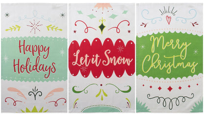 DII Holiday Kitchen Towel Set, Christmas Tea Towels for Baking, Cooking & Entertaining 18x28, Winter Wishes, 3 Piece