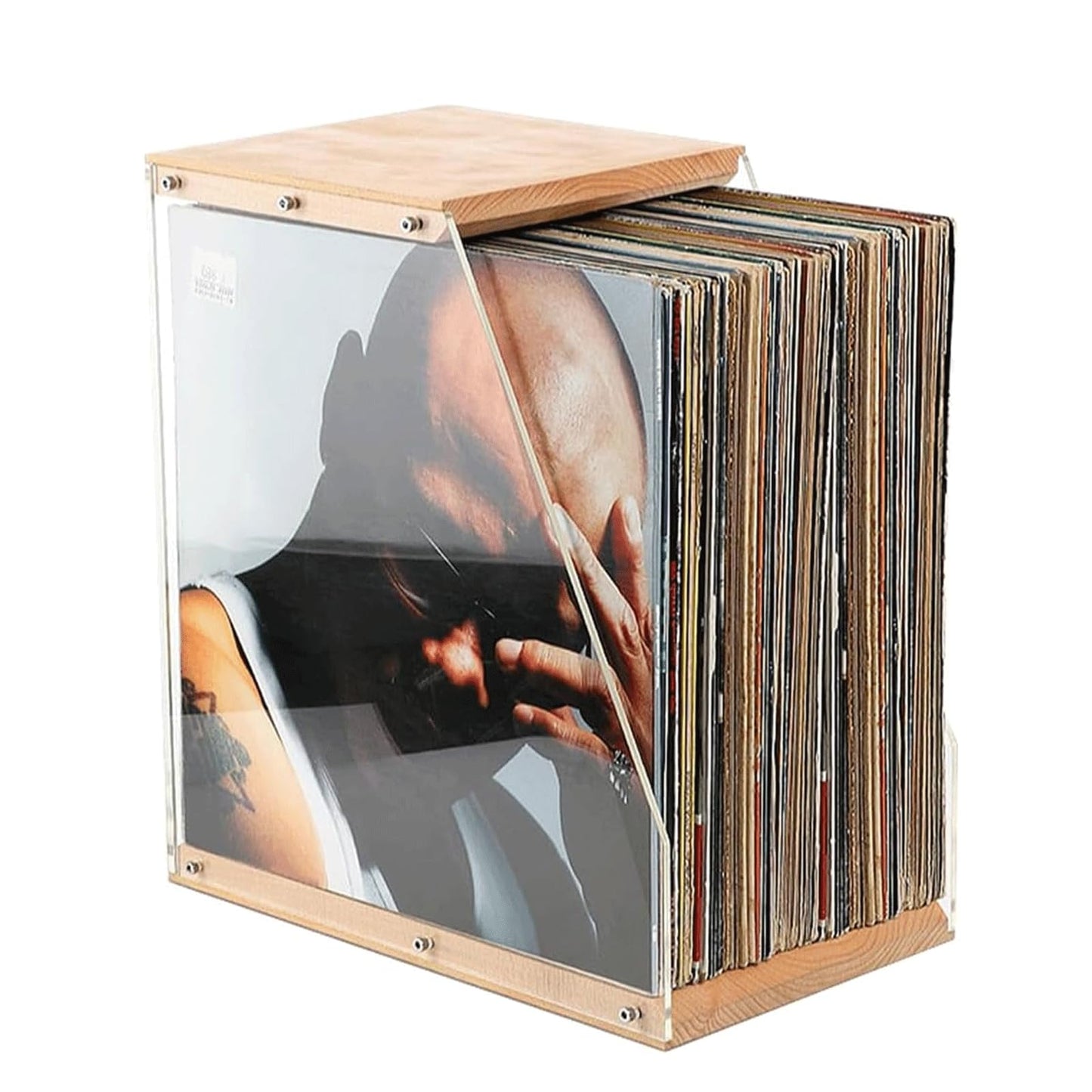 Vinyl Record Storage,Vinyl Organizer for Albums Audio,Wooden Base holder Stand Display，Record Stand for Modern Home Office Desktop Easy to Assemble