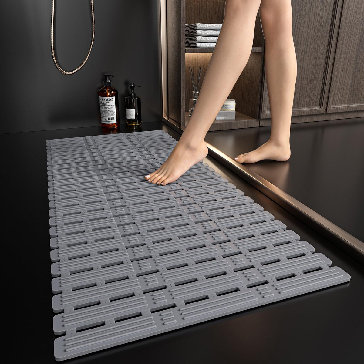 XIYUNTE Large Shower Mat Non Slip Anti Mould for Elderly- 90 x 40cm Cut-to-Fit Non Slip Shower Mat for Inside Shower