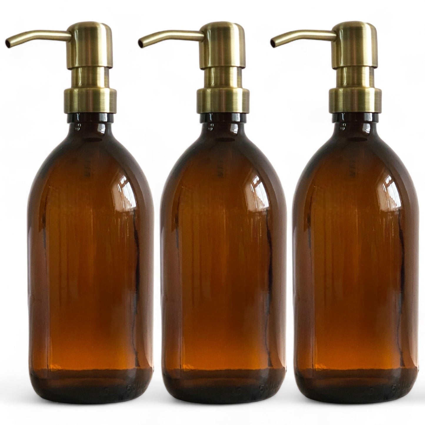 Amber Glass Bottles 500ml Soap Dispenser with Metal Pump (BPA-Free) Brown Glass Empty Soap Dispensers – Reusable Refillable Eco friendly
