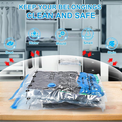 BoxLegend Vacuum Storage Bags 6 Packs Space Saving Vacuum Pack Storage Bags 3 Large 80x60cm+3 Medium 70x50cm Double Zip Seal & Leak Valve Reusable