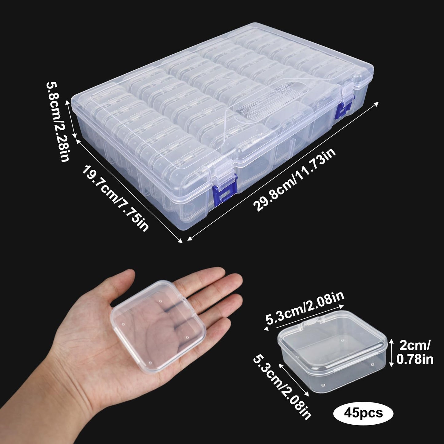 elthmpr Craft Storage Box - Bead Storage Box Transparent 45 Grids Small Plastic Storage Boxes