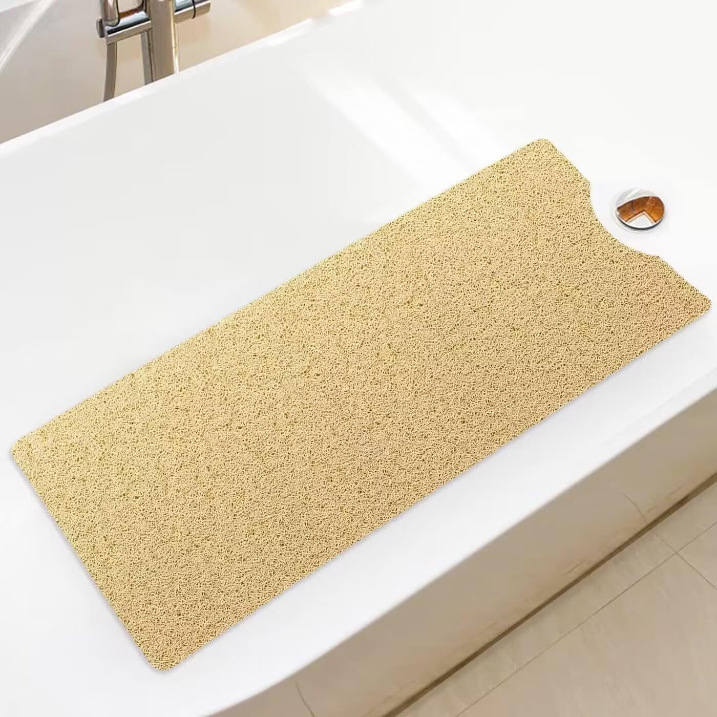 Bingobang Bath Mats Non Slip,Shower Mat Rubber 100x40cm,Extra Soft Anti-Mould, Machine-Washable,For Bathroom Floor,Bathtub(Beige)