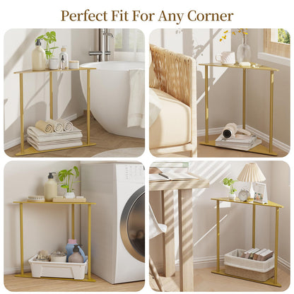 Yawinhe Triangle Metal Side Table,2-Tier Small Corner Table,Golden,1 Pack