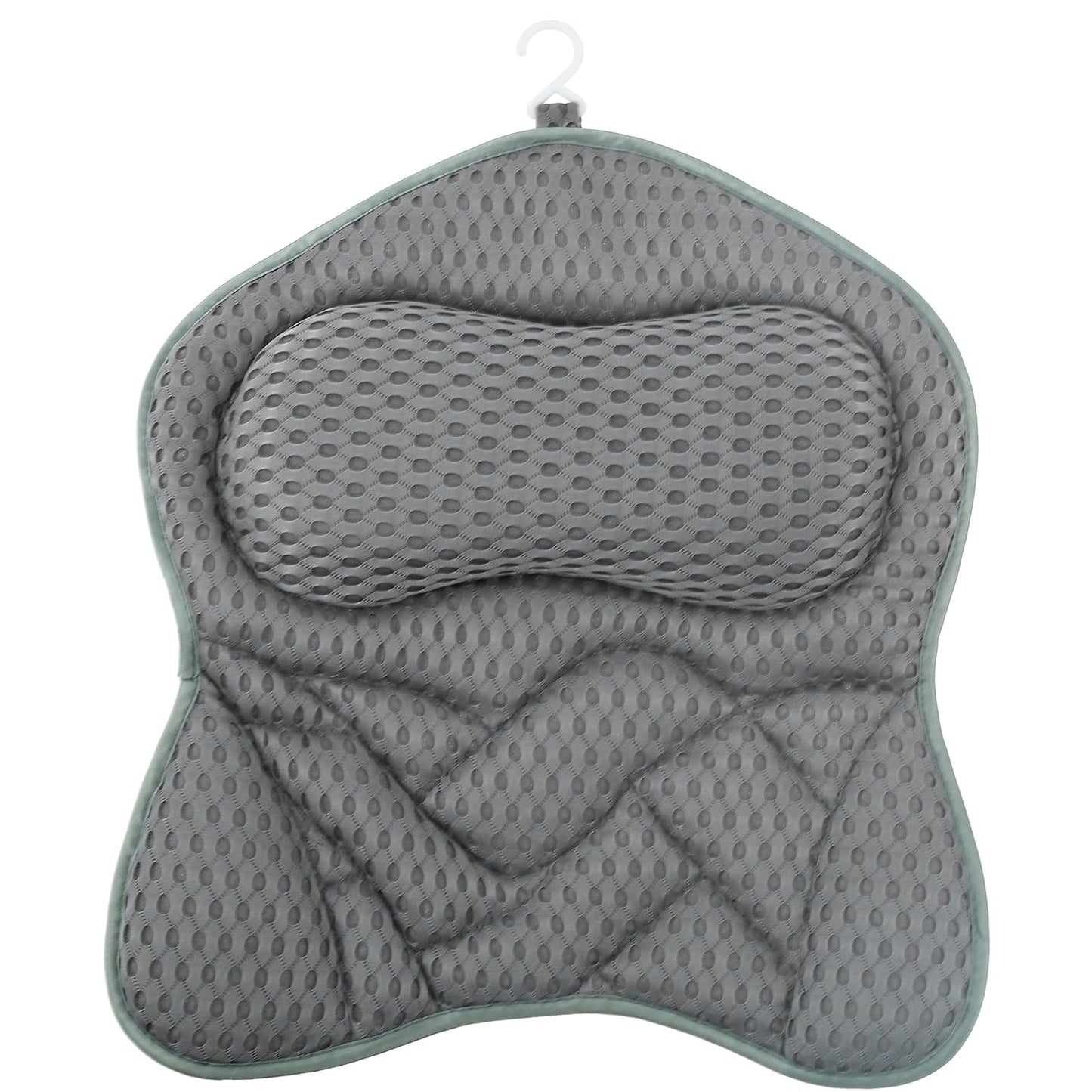 Bath Pillow, 4D Ergonomic Bathtub Spa Pillow Breathable Air Mesh Bathtub with 6 Suction Cup and Hook for Head, Shoulder