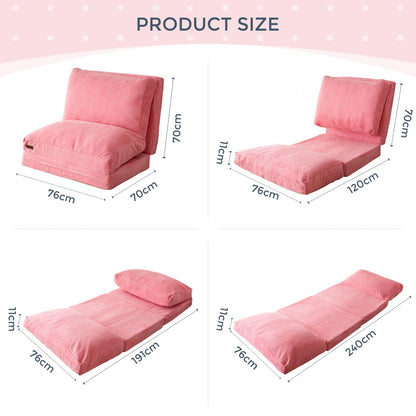 MAXYOYO Folding Corduroy Sofa Bean Bag Bed Chair Foam Filling Extra Thick 4 Fold Floor Couch Matress for Adults