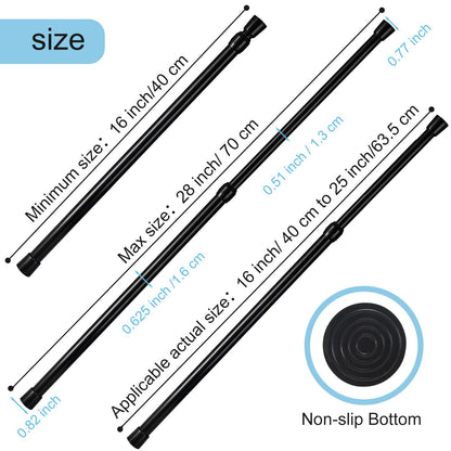 GOOWIN 40-70cm Tension Rod,3 Pcs Tension Rods for Curtains,No Drilling Spring Adjustable Small Tension Rod for Curtain,Bookshelf,Cupboard,Wardrobe