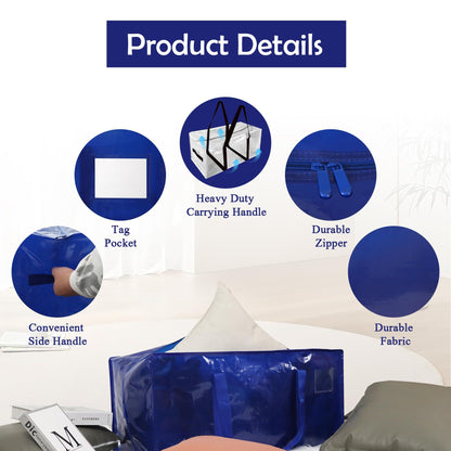 6 Pack Heavy Duty Moving Bags with Handles, Waterproof Foldable Storage Bags, Moving Boxes Large Strong