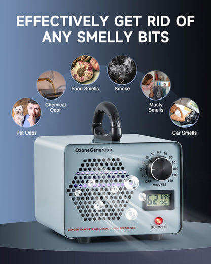 CREWORKS Ozone Generator, 25000 mg/h High Capacity Ozone Machine for Car Home Smoke Pet Odor Removal, Commercial Ozone Odor Eliminator Air Purifier