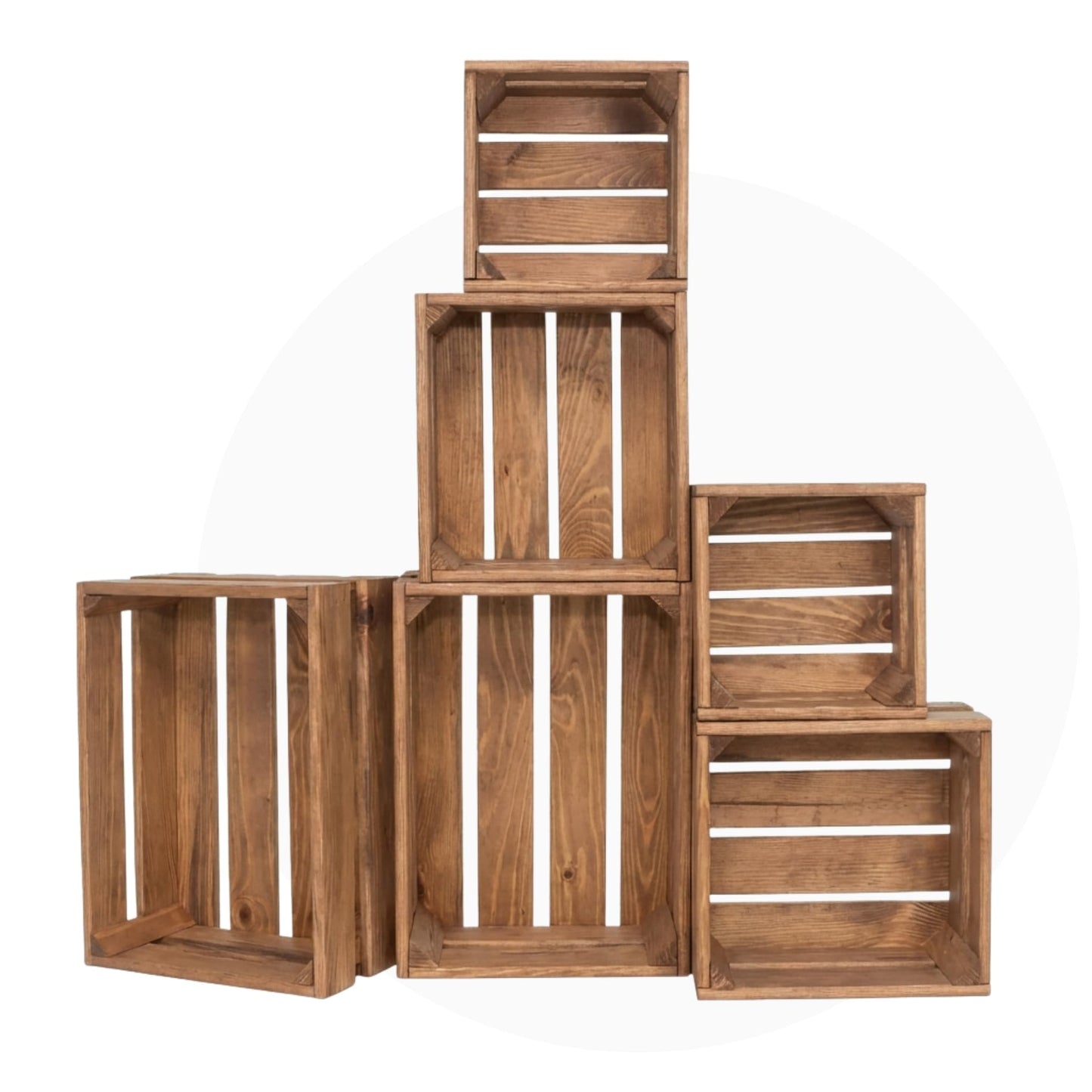 ITA Alina Wooden Crates Set, 6 Storage Crates in 3 Sizes, Decorative Wooden Storage Boxes, Stackable & Nestable, FSC-Certified Wood, Made in EU