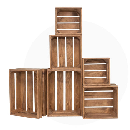 ITA Alina Wooden Crates Set, 6 Storage Crates in 3 Sizes, Decorative Wooden Storage Boxes, Stackable & Nestable, FSC-Certified Wood, Made in EU