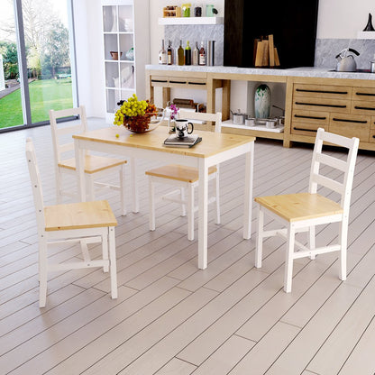 Panana Wooden Dining Table Set with 4 Chairs Contemporary Dining Furniture in Choice of Colors(Natural)