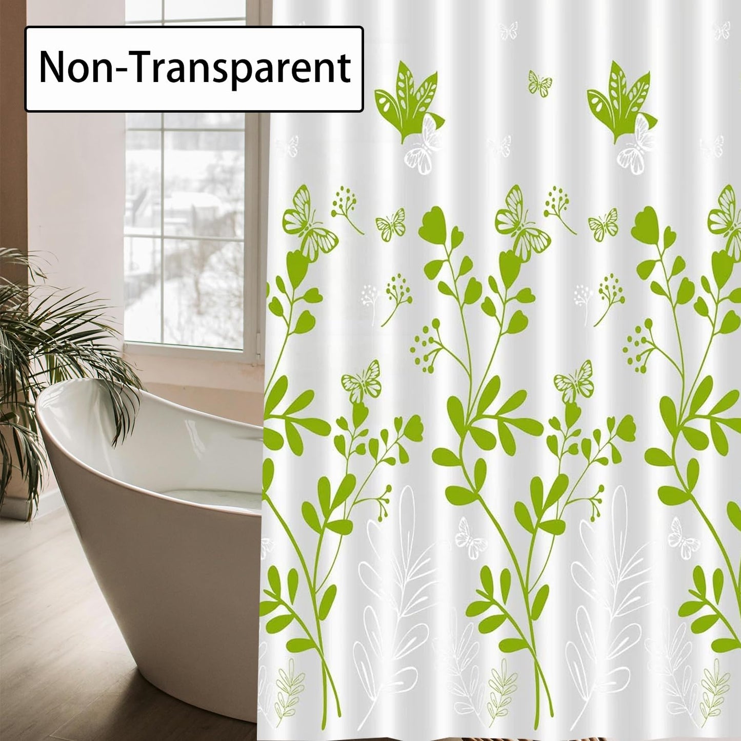 zhaoyeqing Shower Curtain for Bathroom, 100% PEVA Waterproof Anti-Mould Proof Resistant, Washable Bathroom Curtain, with 12 Pcs Curtains Hooks