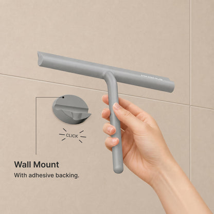 Minismus Silicone Shower Squeegee, No Drilling Bathroom - 28cm Grey Magnet
