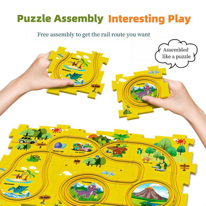 Puzzle Racer Kids Car Track Toy Car Set for Kids DIY 8PCS Puzzle Track Rail Route Educational Game Gift Toys for Children 2 3 4 5 6 Years
