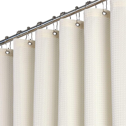 BTTN Waffle Weighted Shower Curtain, Waterproof, 182x182cm, Beige/Cream