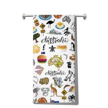 MYSOMY Australia Kitchen Towel Australian Kitchen Decor Australia Themed Gifts Australian Dish Towel Australia Housewarming Gift (Australia UK)