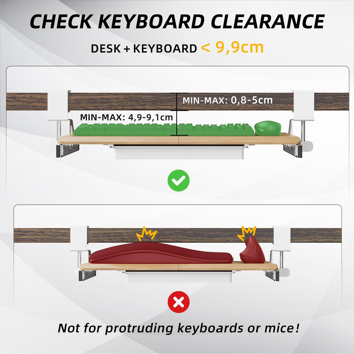 ETHU Small Under Desk Keyboard Tray 500x300mm