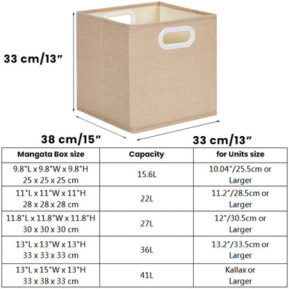 Mangata Cube Storage Boxes 33x38x33cm, Light Khaki, 3Pcs