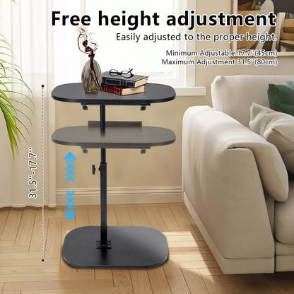 YYW Side Table TV Tray For Couch, Height Adjustable C Shaped Table