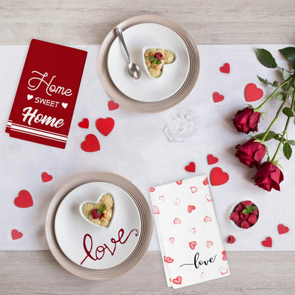 Valentines Day Kitchen Towels, Sweet Home Love Dish Towels, Wedding Anniversary Valentines Day Decor Hand Towels