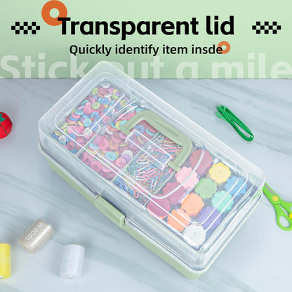 Creahaus 14in 3 Layer Multipurpose Storage Box/Craft Storage Boxes With Compartments/Plastic Tool Box/Medicine Storage/Hair Accessories