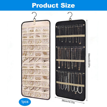 Rthynti Hanging Jewellery Organiser, Dual-Sided Jewellery Storage with Metal Hooks