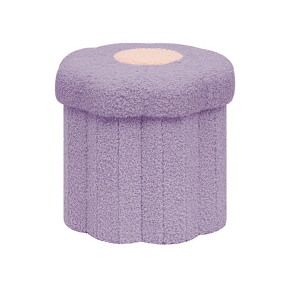 Bonlife Flower Shape Ottoman with Lid, Folding Footrest, Small Storage Box