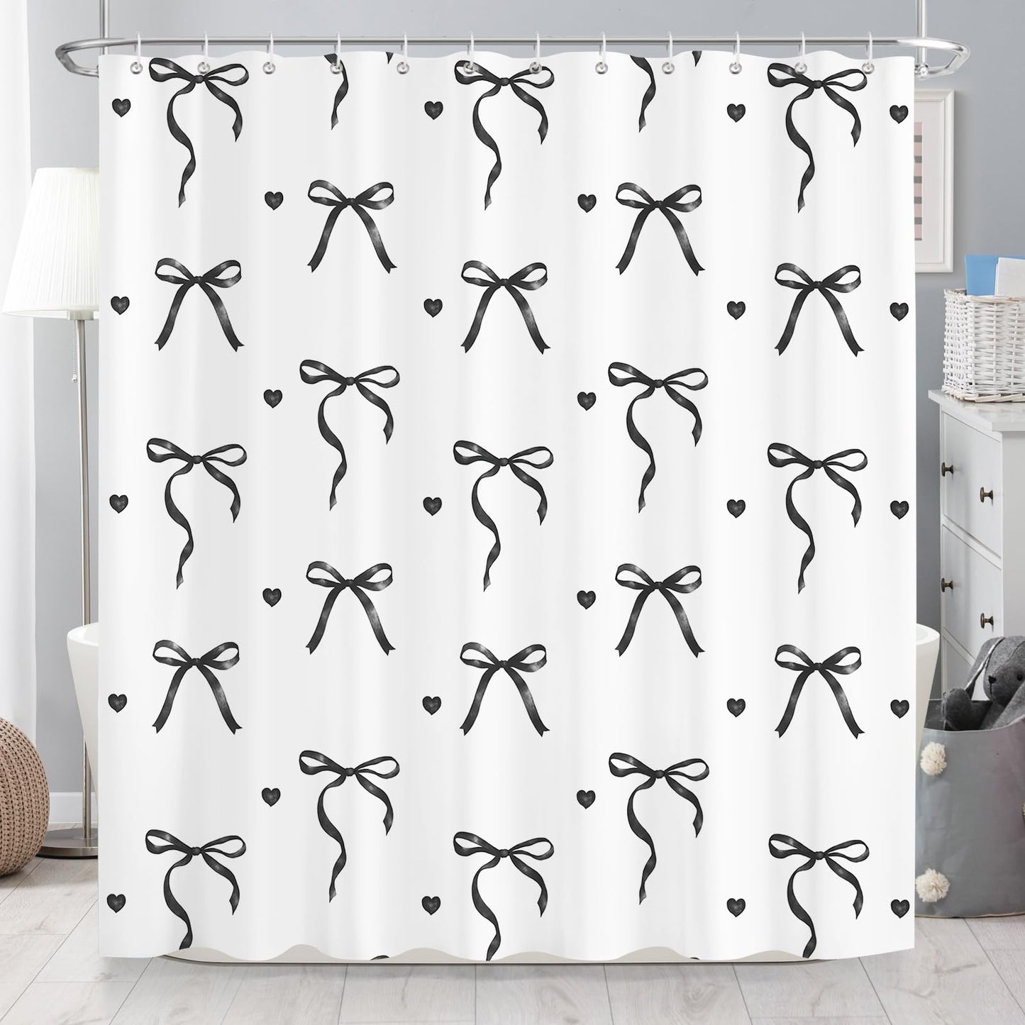 Dazzlewall Bow Shower Curtain for Bathroom Mould & Mildew Resistant