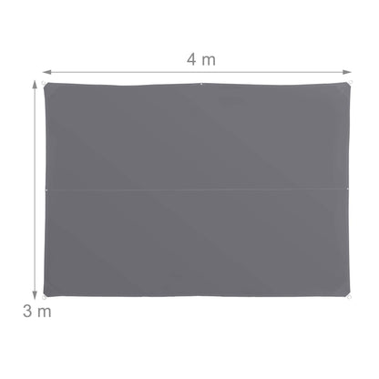 Relaxdays Shade Sail, Rectangular, Water-Repellent, UV-Protection with Tethers, Balcony Canopy, WxD: 3x4 m, Grey